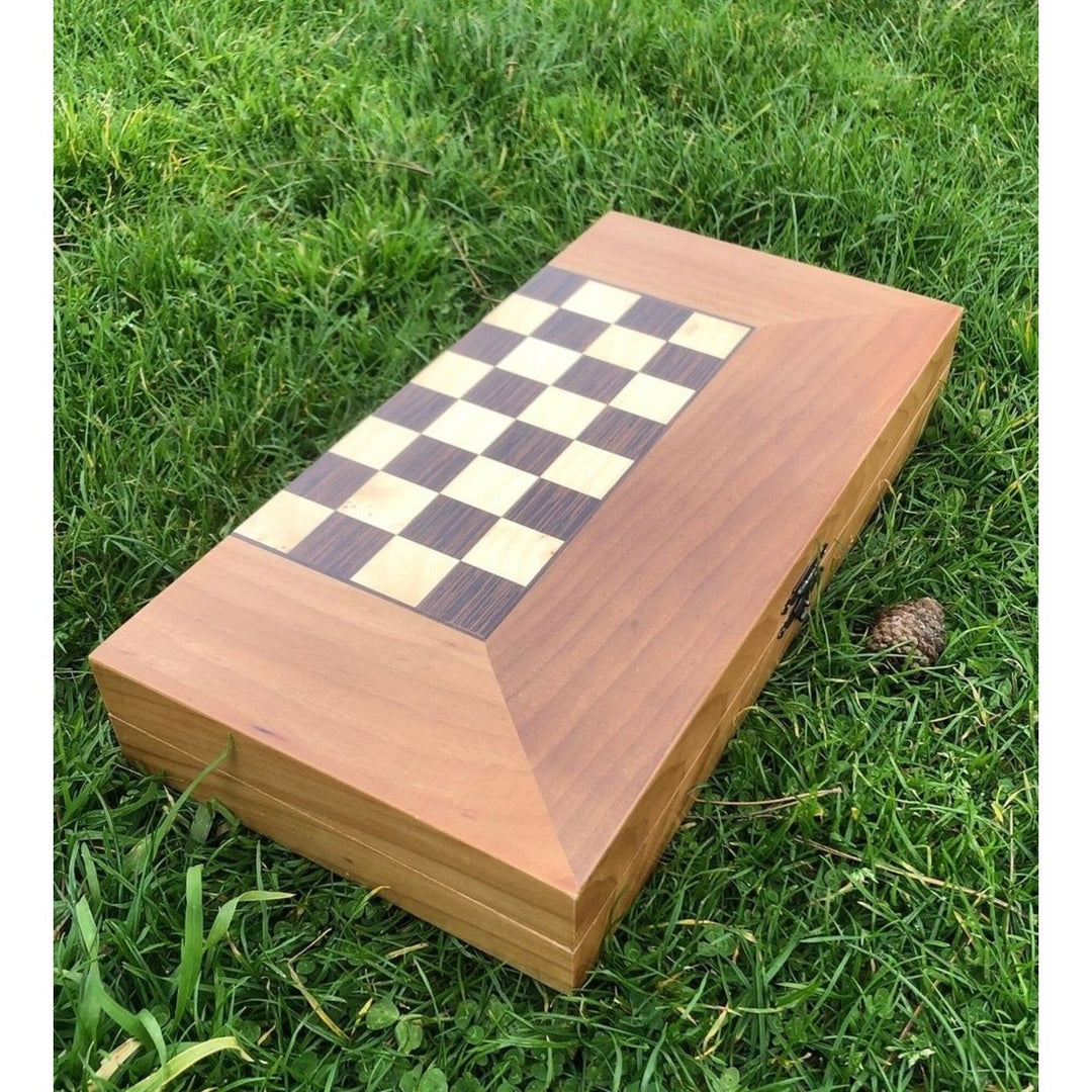 20"inch Backgammon Chess Sets for Adults X Large Solid Wooden Game Board Handmade Game- Gifts Idea for Dad and Friends Image 1