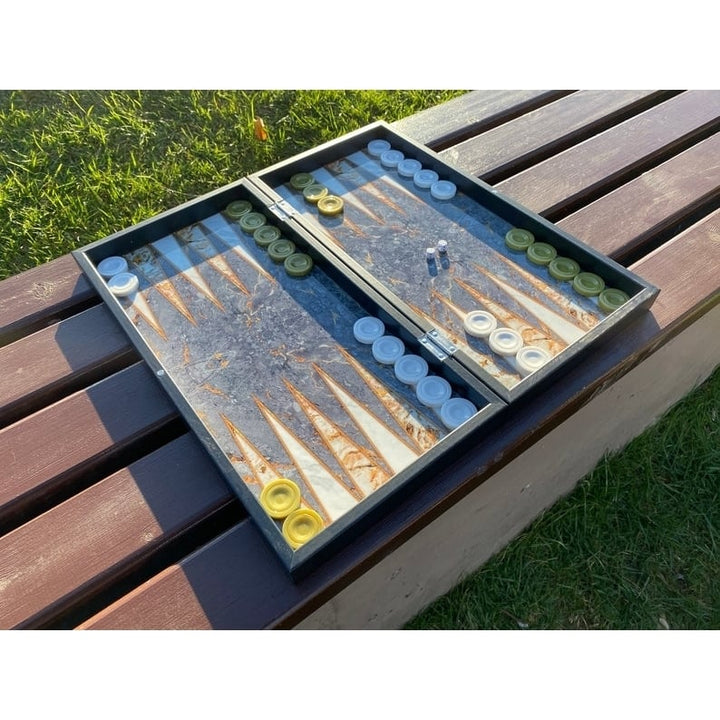 20"inch Backgammon Set for Adults Grey X Large Wooden Game Board Handmade Game Sets Gift Ideas for Dad and Family Image 1