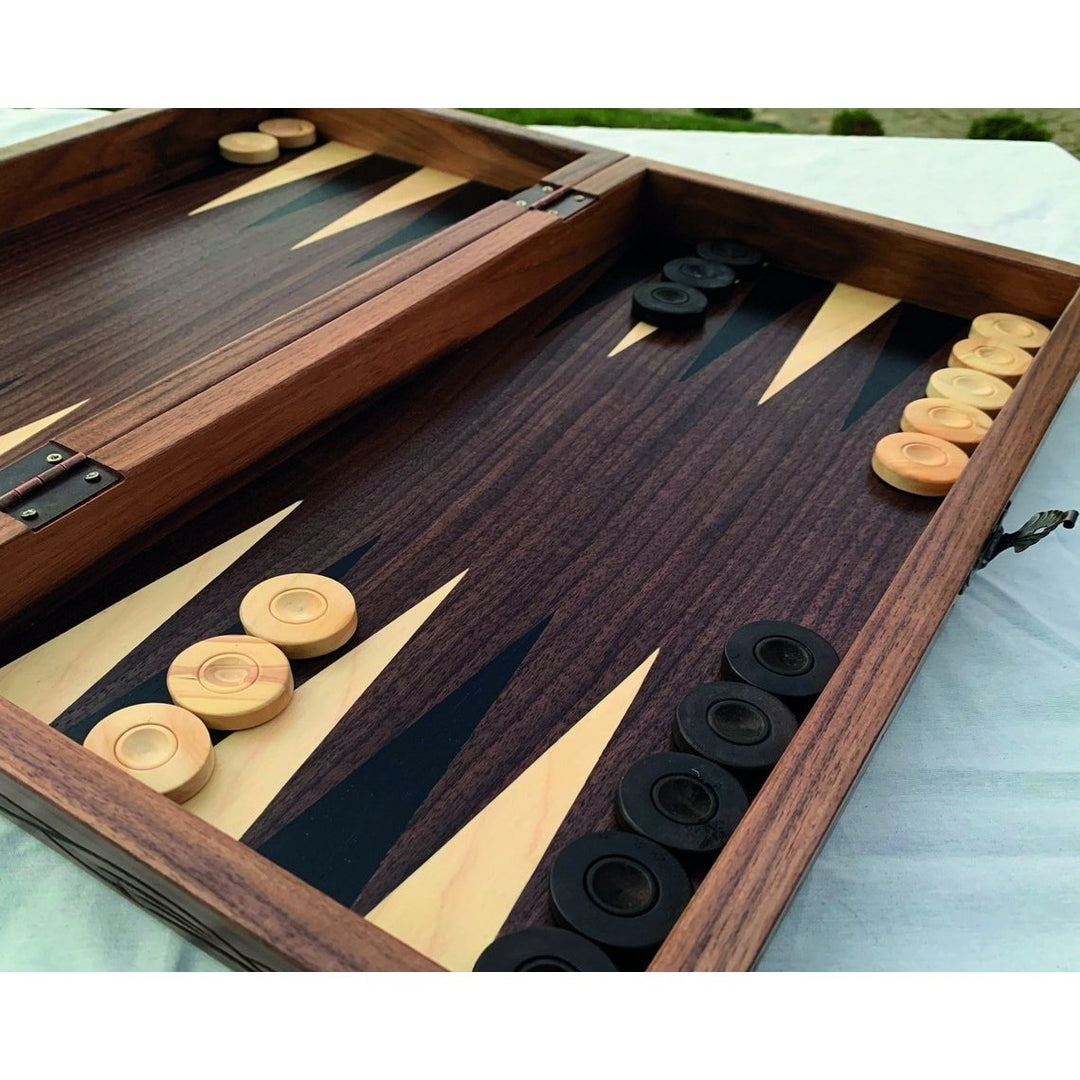 20"inch Backgammon Chess Sets for Adults X Large Solid Wooden Game Board Handmade Game Gifts Idea for Dad and Birthday Image 4