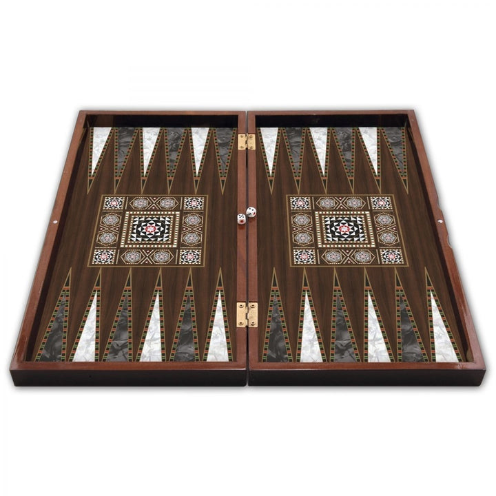 20"inch Backgammon Set for Adults Mosaic X Large Wooden Game Board Handmade Game Sets Gift Ideas for Dad and Husband Image 2