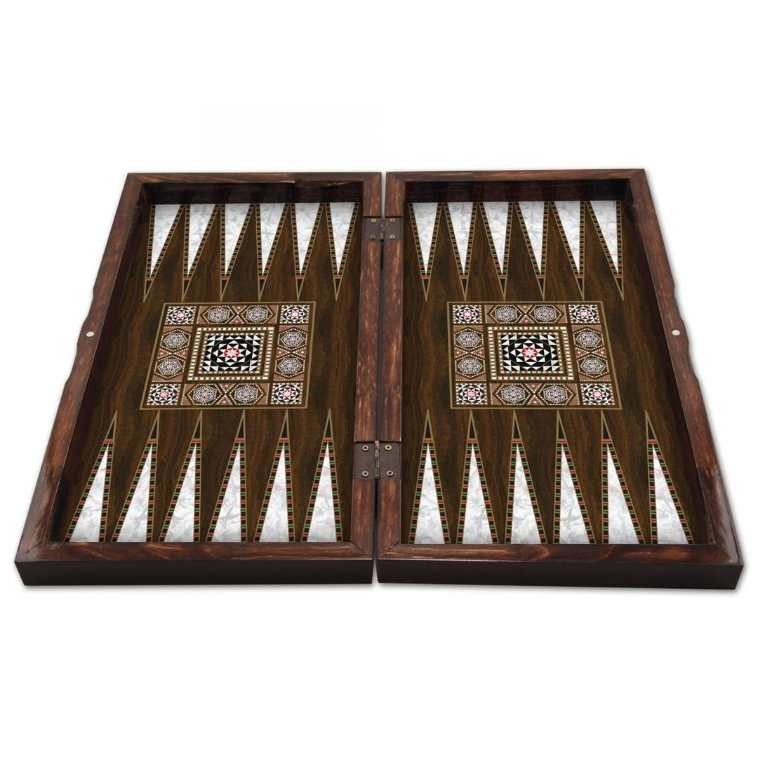 20"inch Backgammon Set for Adults Mosaic X Large Wooden Game Board Handmade Game Sets Gift Ideas for Dad and Husband Image 4