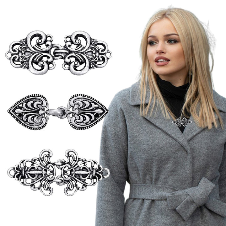 3 Pcs Shawl Collar Clip Buttons Retro Design Sweater Cardigan Clips Electroplated 3 Styles Shawl Closures Buckles Image 1