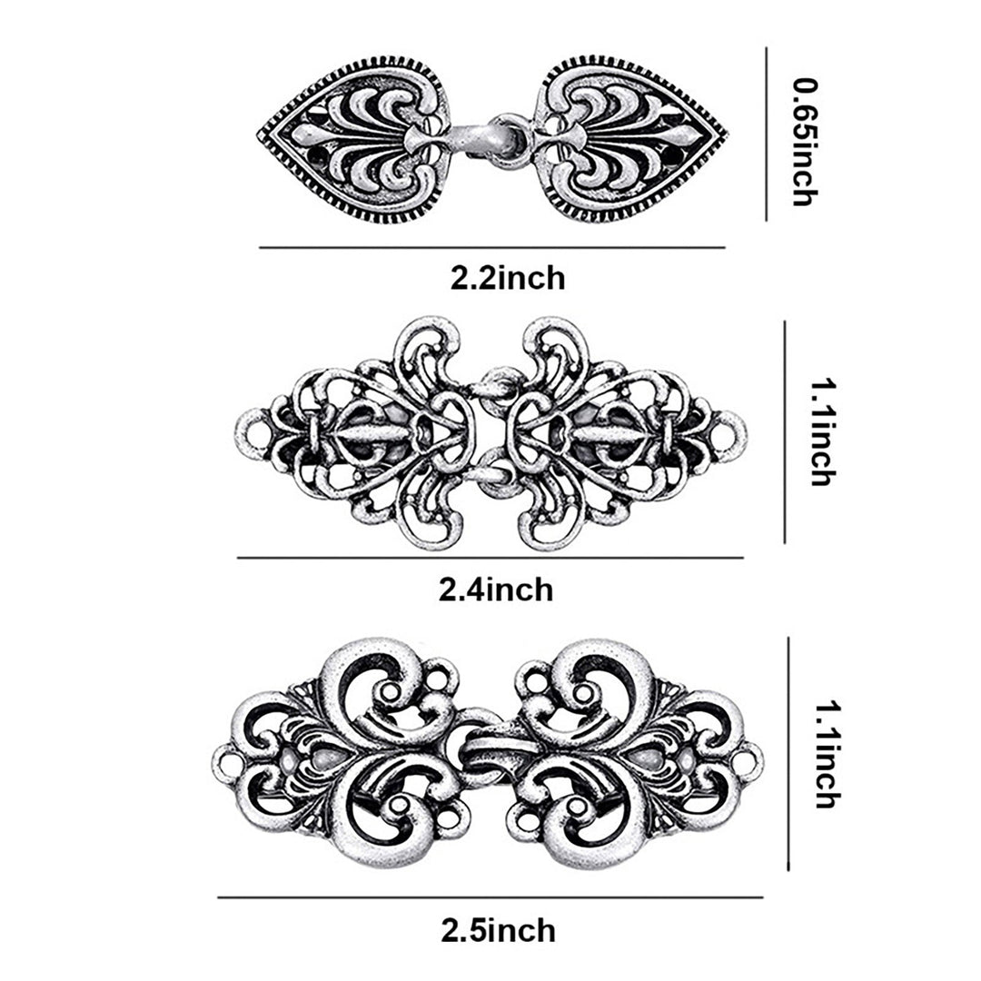 3 Pcs Shawl Collar Clip Buttons Retro Design Sweater Cardigan Clips Electroplated 3 Styles Shawl Closures Buckles Image 6