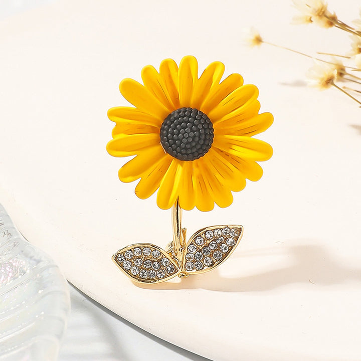 Women Brooch Sunflower Shape Shoulder Bag Suit Coat Collar Hat Scarf Decoration Clothes Pin Party Prom Bride Wedding Image 4