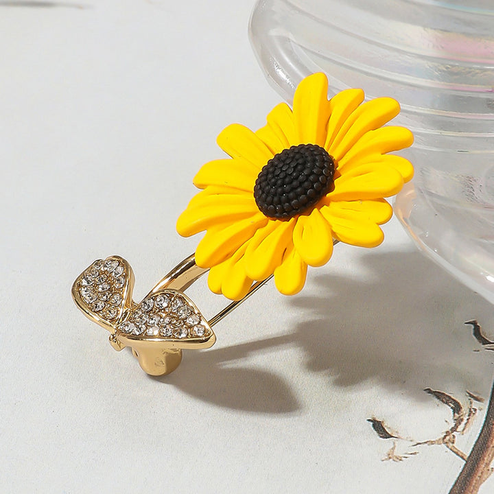 Women Brooch Sunflower Shape Shoulder Bag Suit Coat Collar Hat Scarf Decoration Clothes Pin Party Prom Bride Wedding Image 7