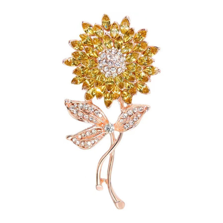 Sunflower Shape Brooch with Faux Pearl Shiny Rhinestones Pin Suit Lapel Badge Clothing Accessories Image 4