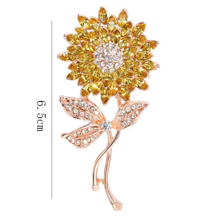 Sunflower Shape Brooch with Faux Pearl Shiny Rhinestones Pin Suit Lapel Badge Clothing Accessories Image 6