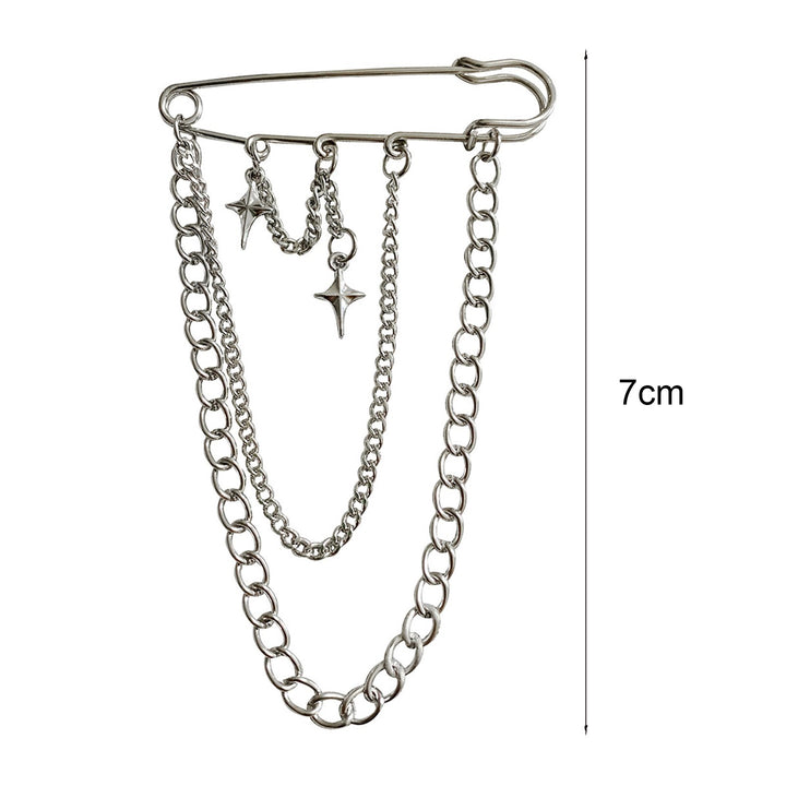 Unisex Clothes Pin Star And Chain Decor Alloy Hip Hop Style Individual Chest Decoration Brooch Party Club Anti-slip Bag Image 6