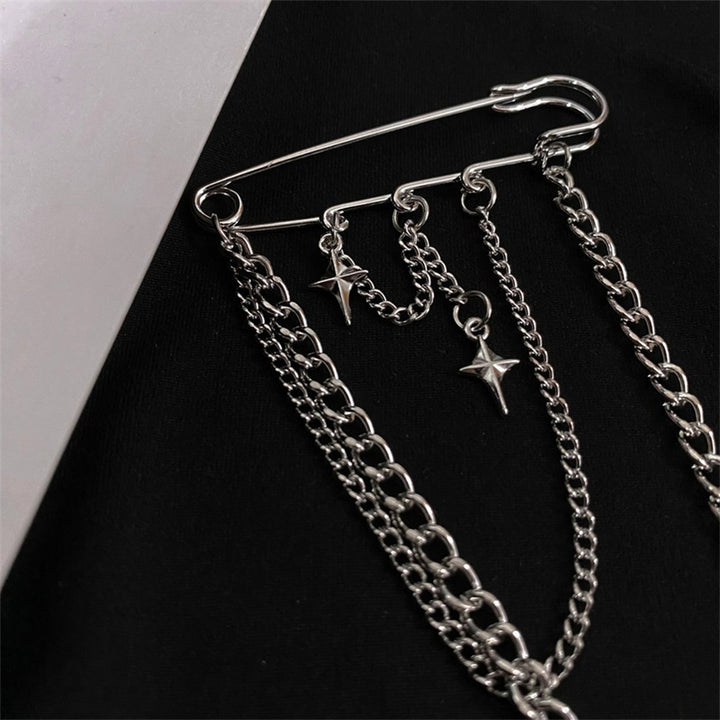 Unisex Clothes Pin Star And Chain Decor Alloy Hip Hop Style Individual Chest Decoration Brooch Party Club Anti-slip Bag Image 10