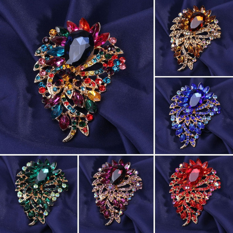 Elegant Colorful Rhinestone Glass Brooch Vibrant Color Irregular Shape Pin Shawl Scarf Suit Collar Badge Outfit Image 1