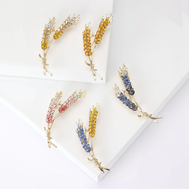 Women Brooch Wheat Shape Faux Crystal Anti-slip Shoulder Bag Suit Coat Collar Hat Clothes Anti-exposure Pin Party Prom Image 10