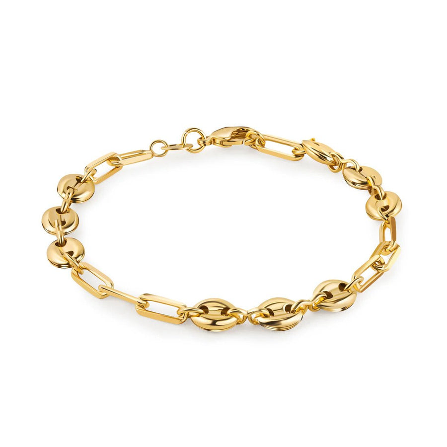 Unisex 18K Gold Mariner and Paperclip Link Anklet 10 Image 1