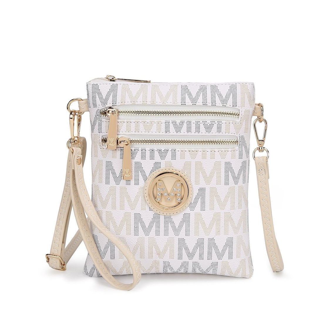 MKFCollection Gaia Milan Signature Crossbody Bag - Vegan Leather Designer Handba Image 4