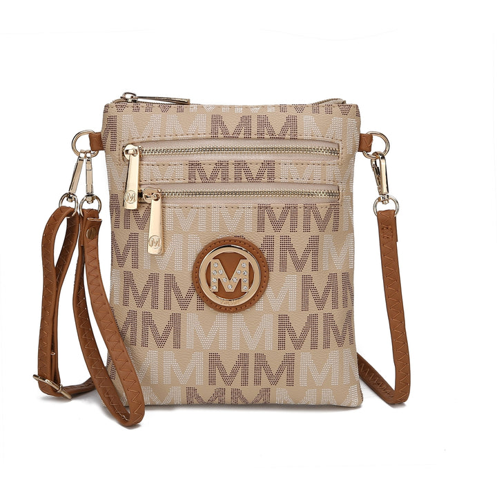 MKFCollection Gaia Milan Signature Crossbody Bag - Vegan Leather Designer Handba Image 6