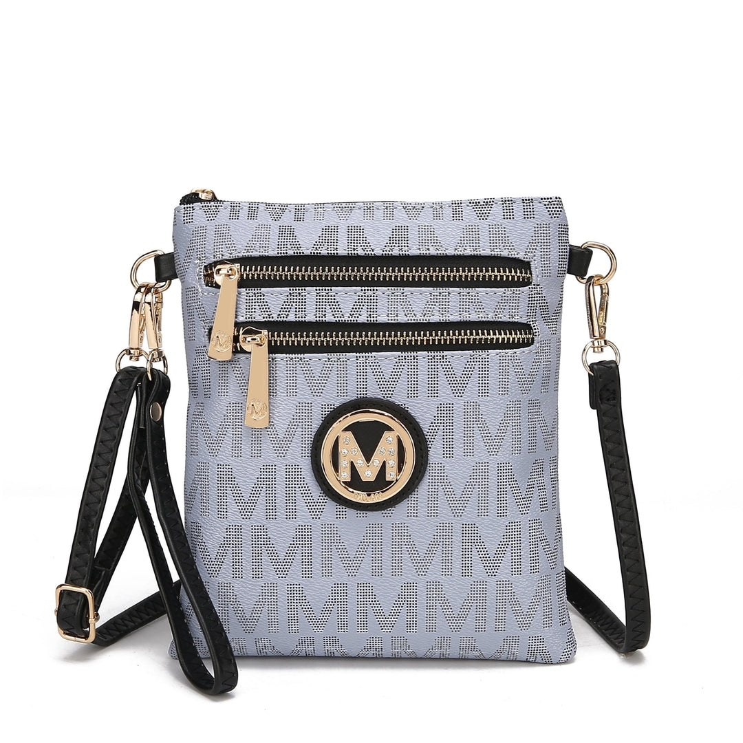 MKFCollection Gaia Milan Signature Crossbody Bag - Vegan Leather Designer Handba Image 7