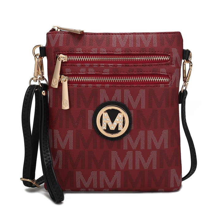 MKFCollection Gaia Milan Signature Crossbody Bag - Vegan Leather Designer Handba Image 1