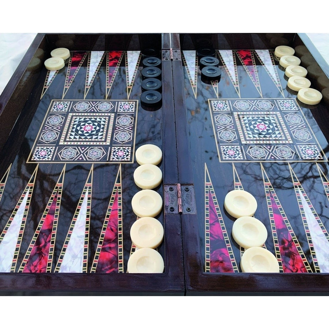 20"inch Backgammon Chess Set for Adults Complete X Large Wooden Game Board Handmade Game Gift Ideas for Dad Husband Image 2