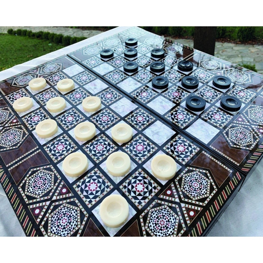 20"inch Backgammon Chess Set for Adults Complete X Large Wooden Game Board Handmade Game Sets Gift Ideas for Dad Husband Image 2