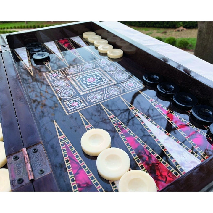 20"inch Backgammon Chess Set for Adults Complete X Large Wooden Game Board Handmade Game Gift Ideas for Dad Husband Image 7