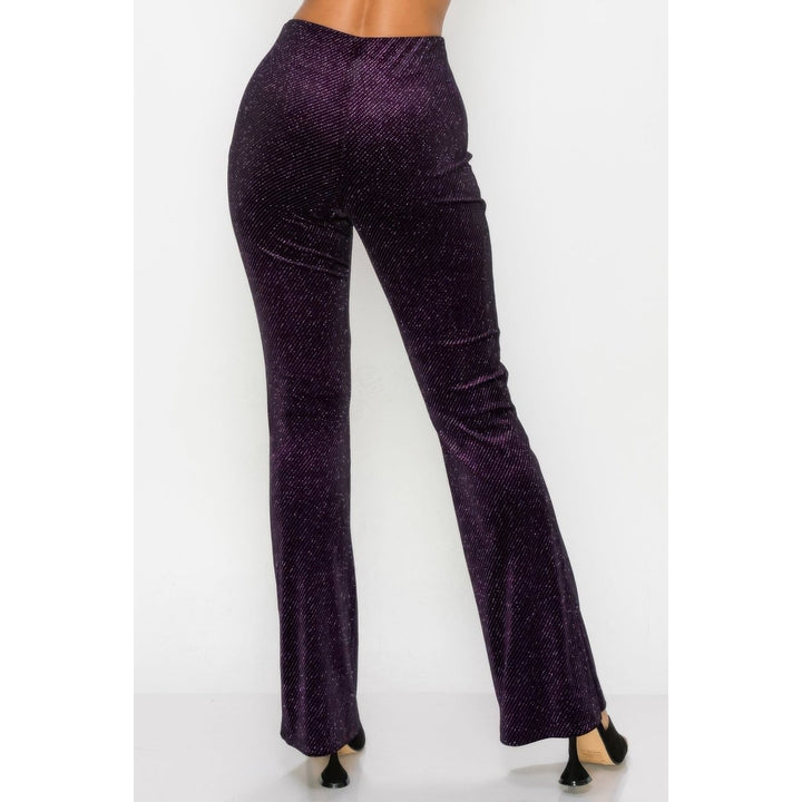 Glittery Flare High-rise Elastic Pants Image 4