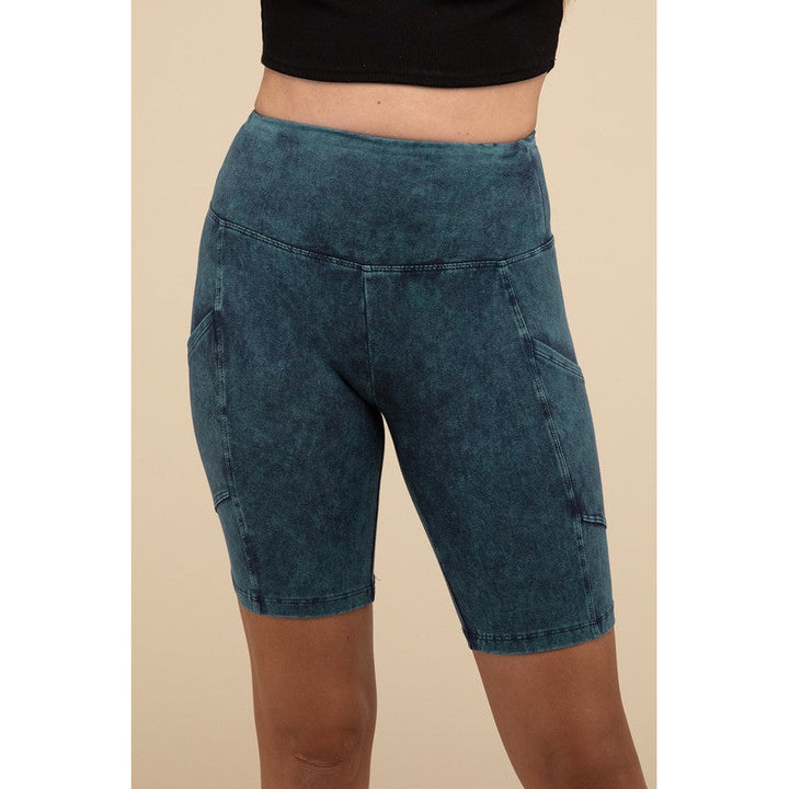 Mineral Wash Wide Waistband Pocket Leggings Image 1