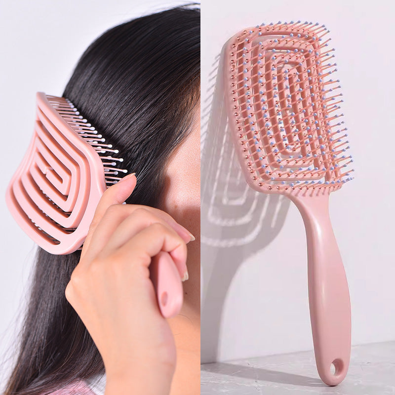 1Pcs Elastic Massage Comb Hollow Out Hair Brush Scalp Massage Combs Hair Styling Detangler Fast Blow Drying Detangling Image 1