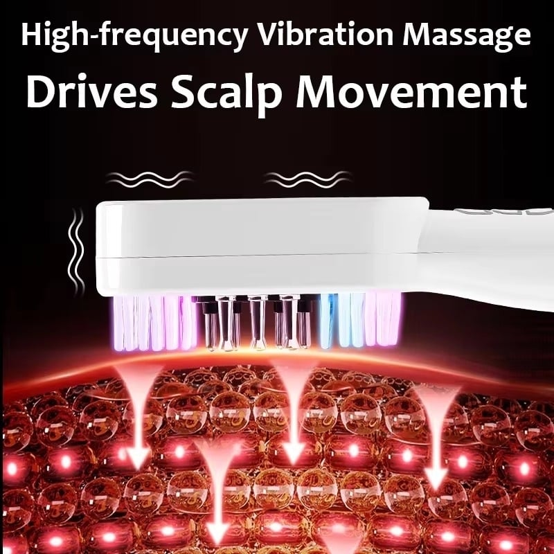 EMS LED Red Light Therapy Anti-Hair Loss Head Massage Hair Brush Scalp Treatment Image 2