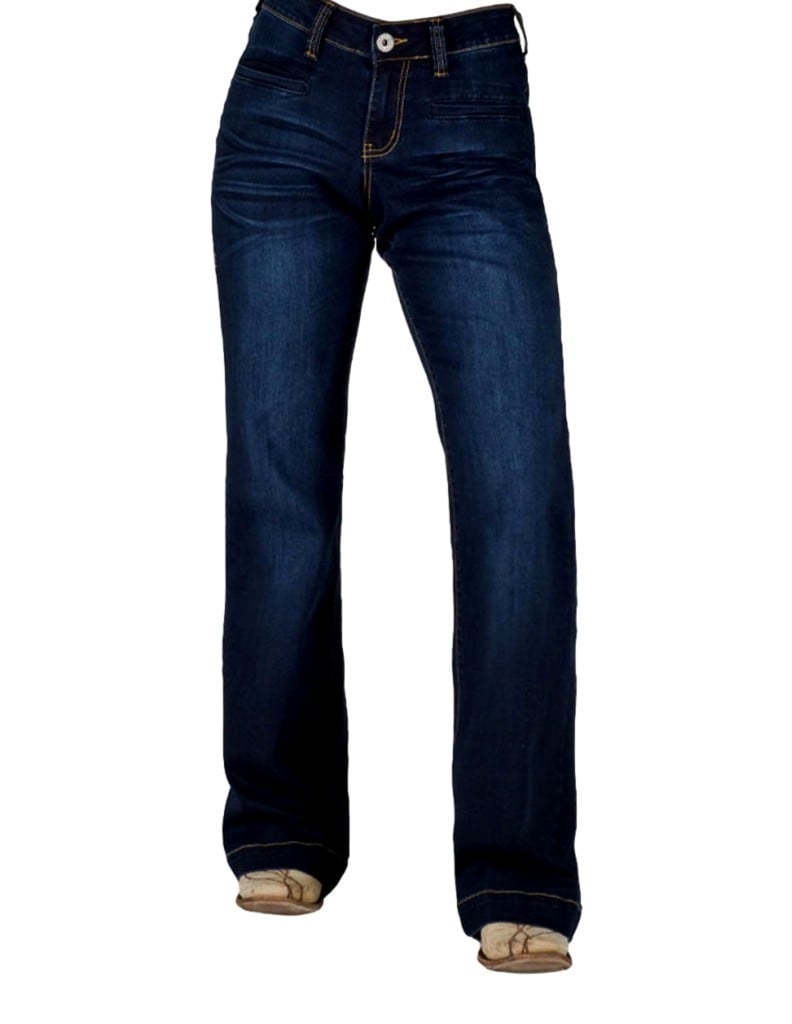 Cowgirl Tuff Western Jeans Womens Platinum High Rise Dark Wash JPLTNM Image 1