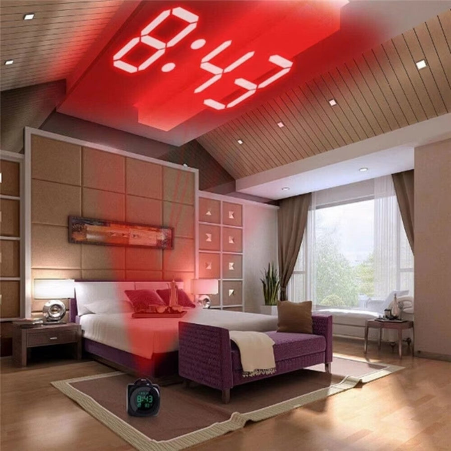 1PCProjection Alarm Clock Ceiling Display Snooze Desk Table Clock Voice Image 1