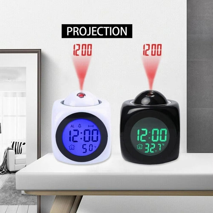 1PCProjection Alarm Clock Ceiling Display Snooze Desk Table Clock Voice Image 3