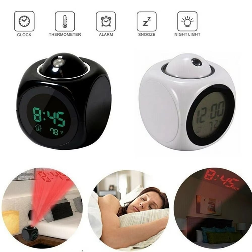 1PCProjection Alarm Clock Ceiling Display Snooze Desk Table Clock Voice Image 4