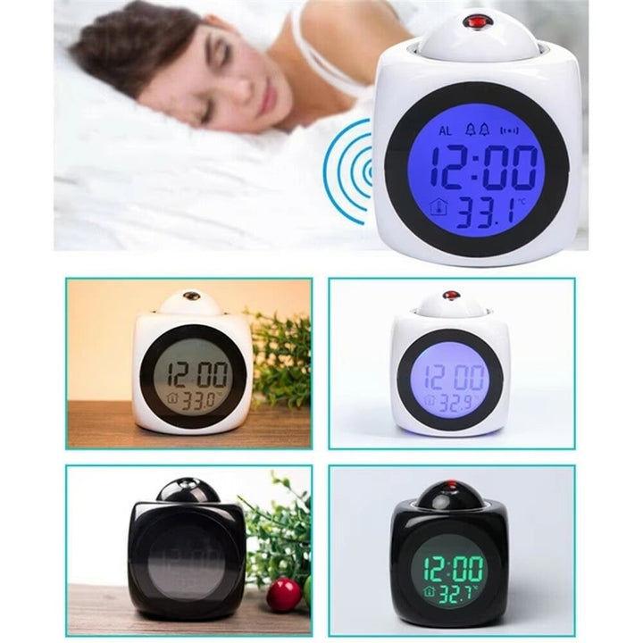 1PCProjection Alarm Clock Ceiling Display Snooze Desk Table Clock Voice Image 4