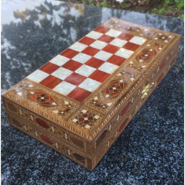 Luxury Backgammon Sets for Adults Inlaid Solid Wooden Chess Game Board Set Handmade Gifts for Dad and Birthday Image 1