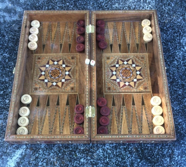 Luxury Backgammon Sets for Adults Inlaid Solid Wooden Chess Game Board Set Handmade Gifts for Dad and Birthday Image 2