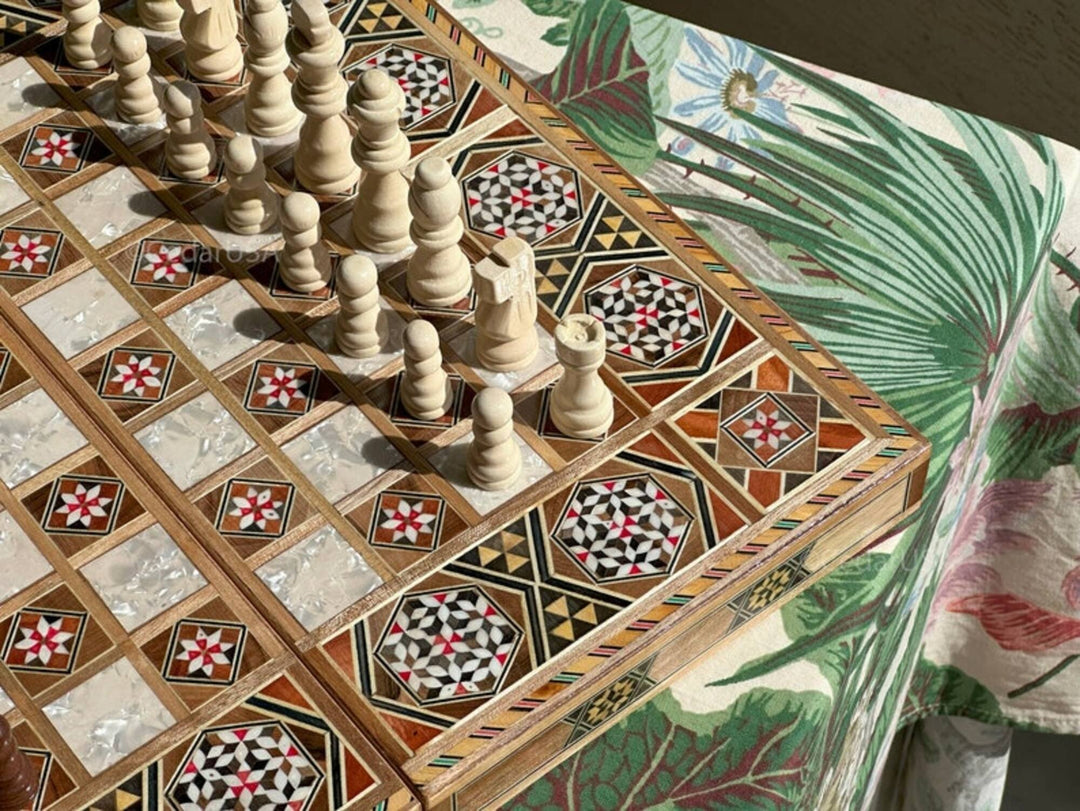 Luxury Backgammon Chess Sets for Adults Inlaid Solid Wooden Chess Game Board Set Handmade Gifts for Dad Husband and Image 7