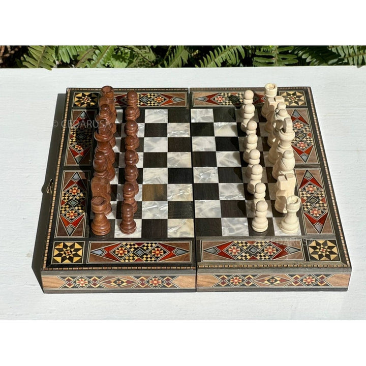 Luxury Backgammon Chess Sets for Adults Inlaid Solid Wooden Chess Game Board Set Handmade Gifts for Dad Husband and Image 7