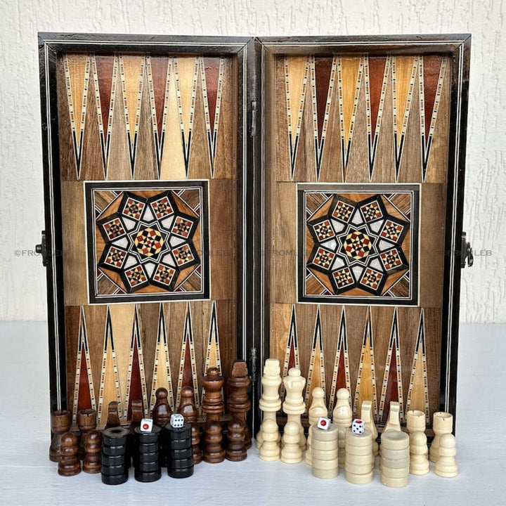 Luxury Backgammon Chess Sets for Adults Inlaid Solid Wooden Chess Game Board Set Handmade Gifts for Dad Husband Birthday Image 4