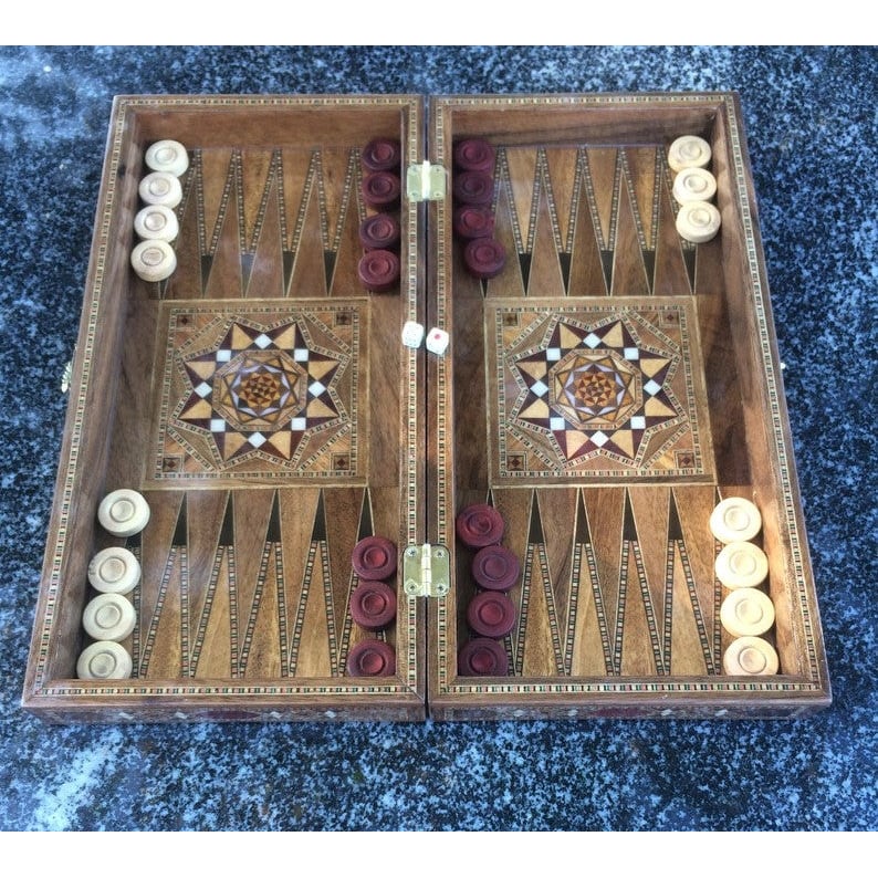 Luxury Backgammon Sets for Adults Inlaid Solid Wooden Chess Game Board Set Handmade Gifts for Dad and Husband Image 2