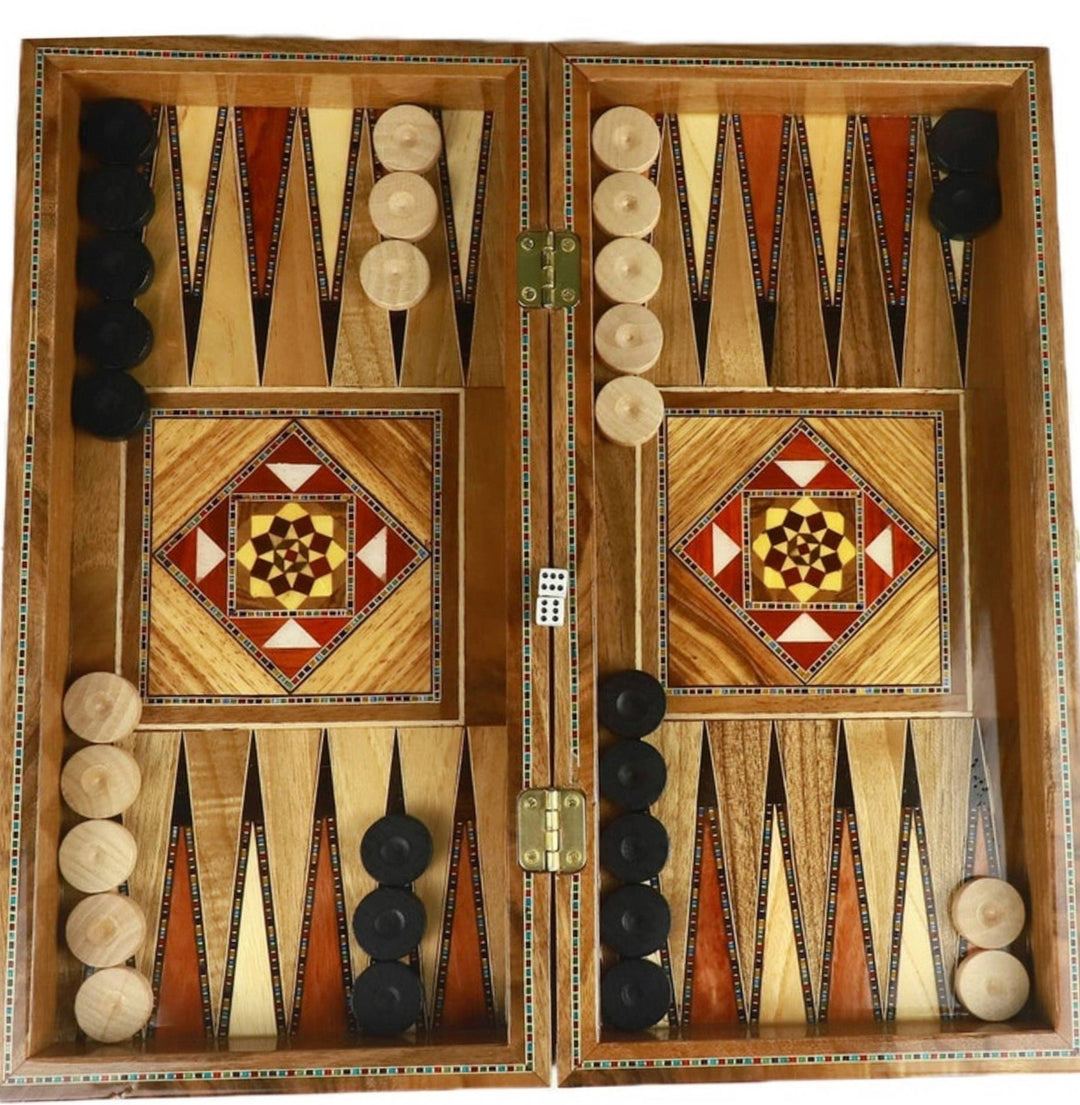 Luxury Backgammon Sets for Adults Inlaid Solid Wooden Chess Game Board Set Handmade Gifts for Dad and Husband and Image 3