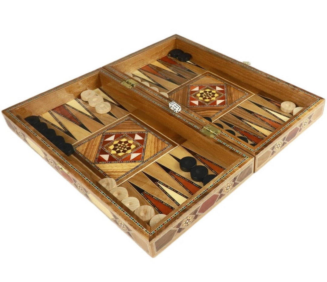 Luxury Backgammon Sets for Adults Inlaid Solid Wooden Chess Game Board Set Handmade Gifts for Dad and Husband and Image 4