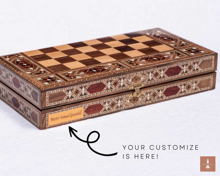 Luxury Wooden Backgammon Chess Sets for Adults Inlaid Solid Wooden Chess Game Board Set Handmade Gifts for Dad Image 4