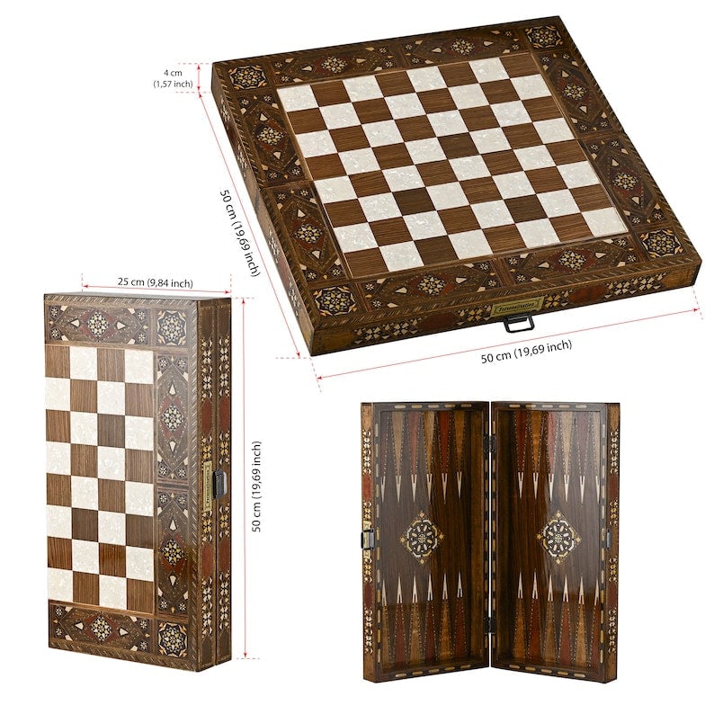 X Large 20-inch Backgammon Chess Sets for Adults Inlaid Solid Wooden Chess Game Board Set Handmade Gift Ideas For Him Image 4