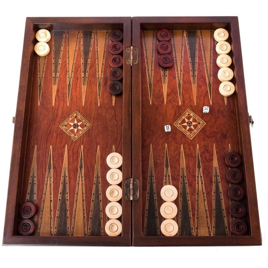 Handmade Elegant Backgammon Sets for Adults Wood Art Wooden Backgammon Board Set 17"inch Solid Rosewood Gifts for Him Image 1