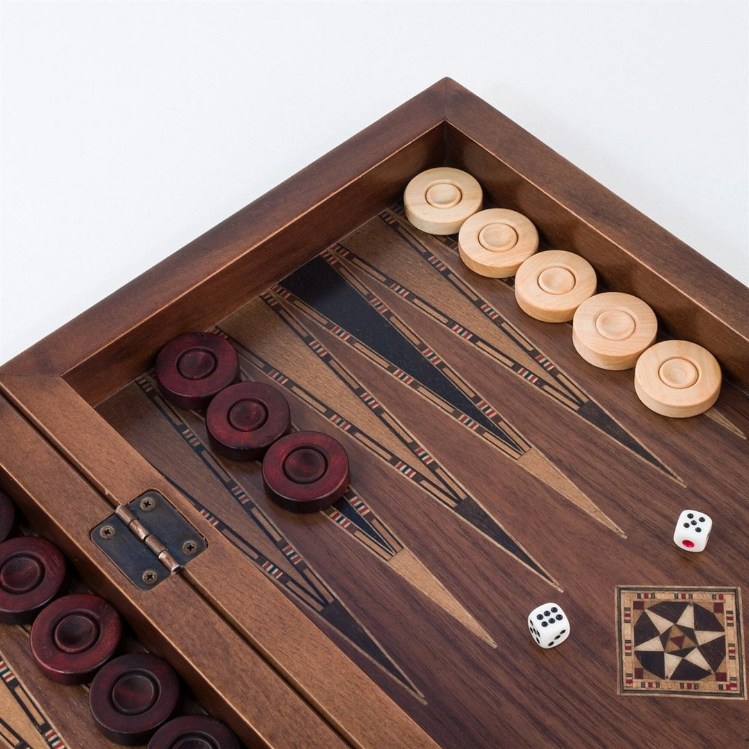 Handmade Elegant Backgammon Sets for Adults Wood Art Wooden Backgammon Board Set 17"inch Solid Rosewood Gifts for Image 3