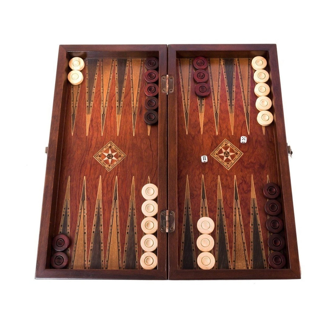 Handmade Elegant Backgammon Sets for Adults Wood Art Wooden Backgammon Board Set 17"inch Solid Rosewood Gifts for Him Image 4