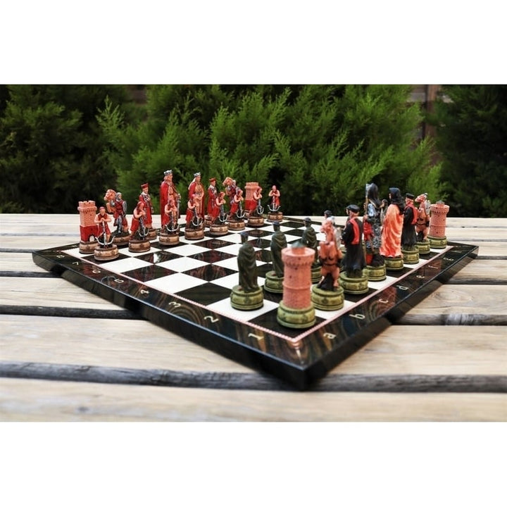 Luxury Chess Sets for Adults Historical Camelot Chess Pieces Wooden Chess Board Dad Birthday Image 3