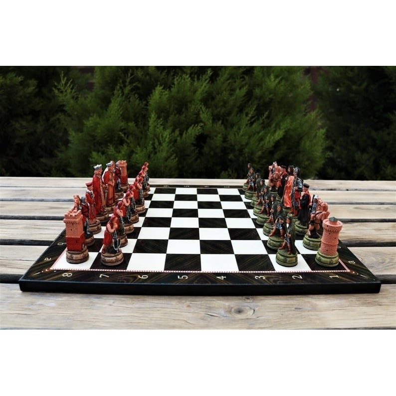 Luxury Chess Sets for Adults Historical Camelot Chess Pieces Wooden Chess Board Dad Birthday Image 6