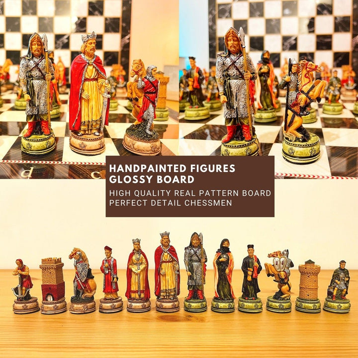 Luxury Chess Sets for Adults Historical Camelot Chess Pieces Wooden Chess Board Birthday Image 2