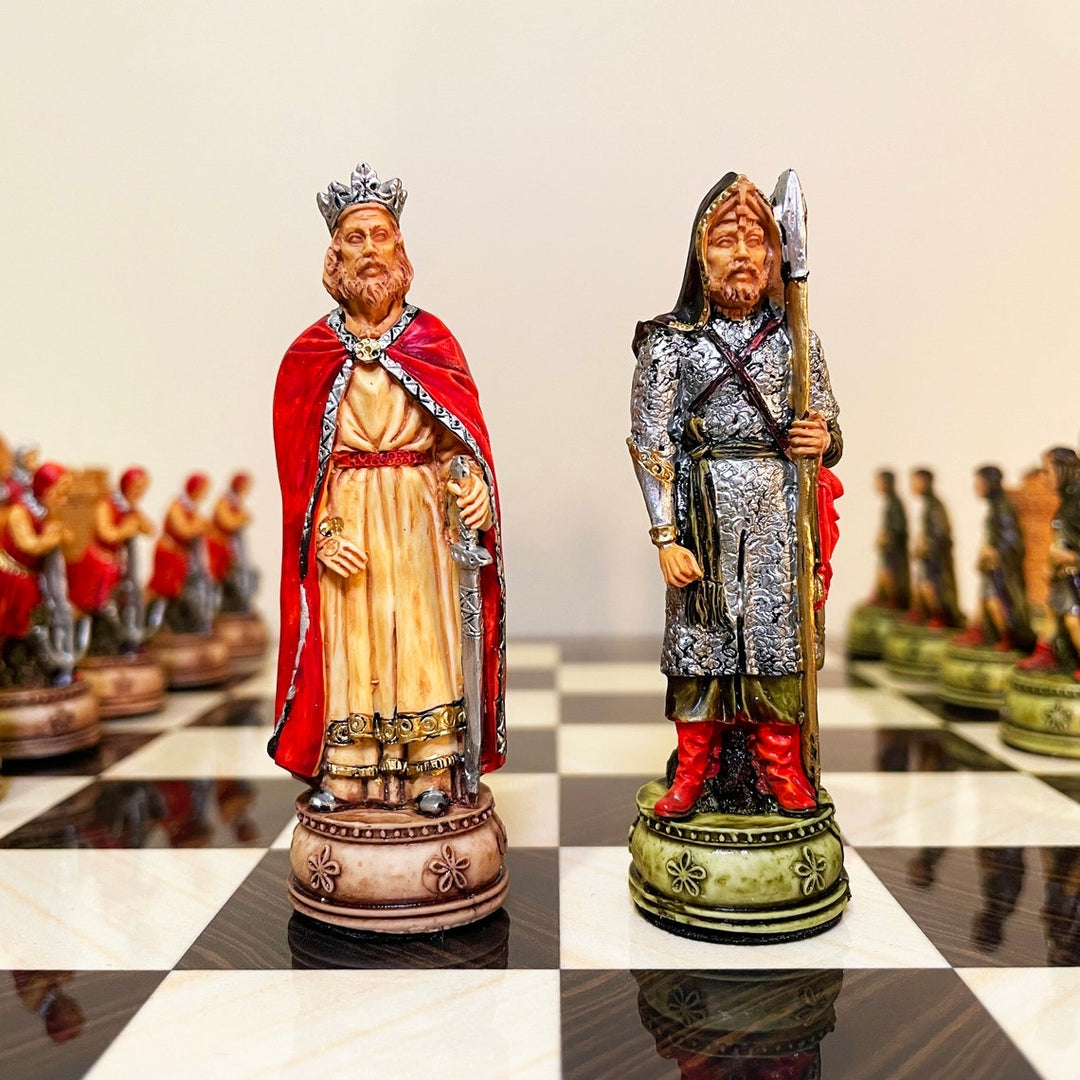 Luxury Chess Sets for Adults Historical Camelot Chess Pieces Wooden Chess Board Birthday Image 3