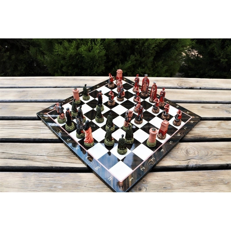 Luxury Chess Sets for Adults Historical Camelot Chess Pieces Wooden Chess Board Dad Birthday Image 7